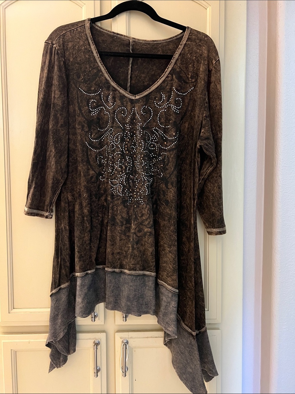 Source Unknown Brown Embellished Asymmetrical Tunic